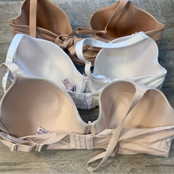 Victoria Secret Bundle 3 Bras Nude White Lined Demi Perfect Coverage - Picture 8 of 13